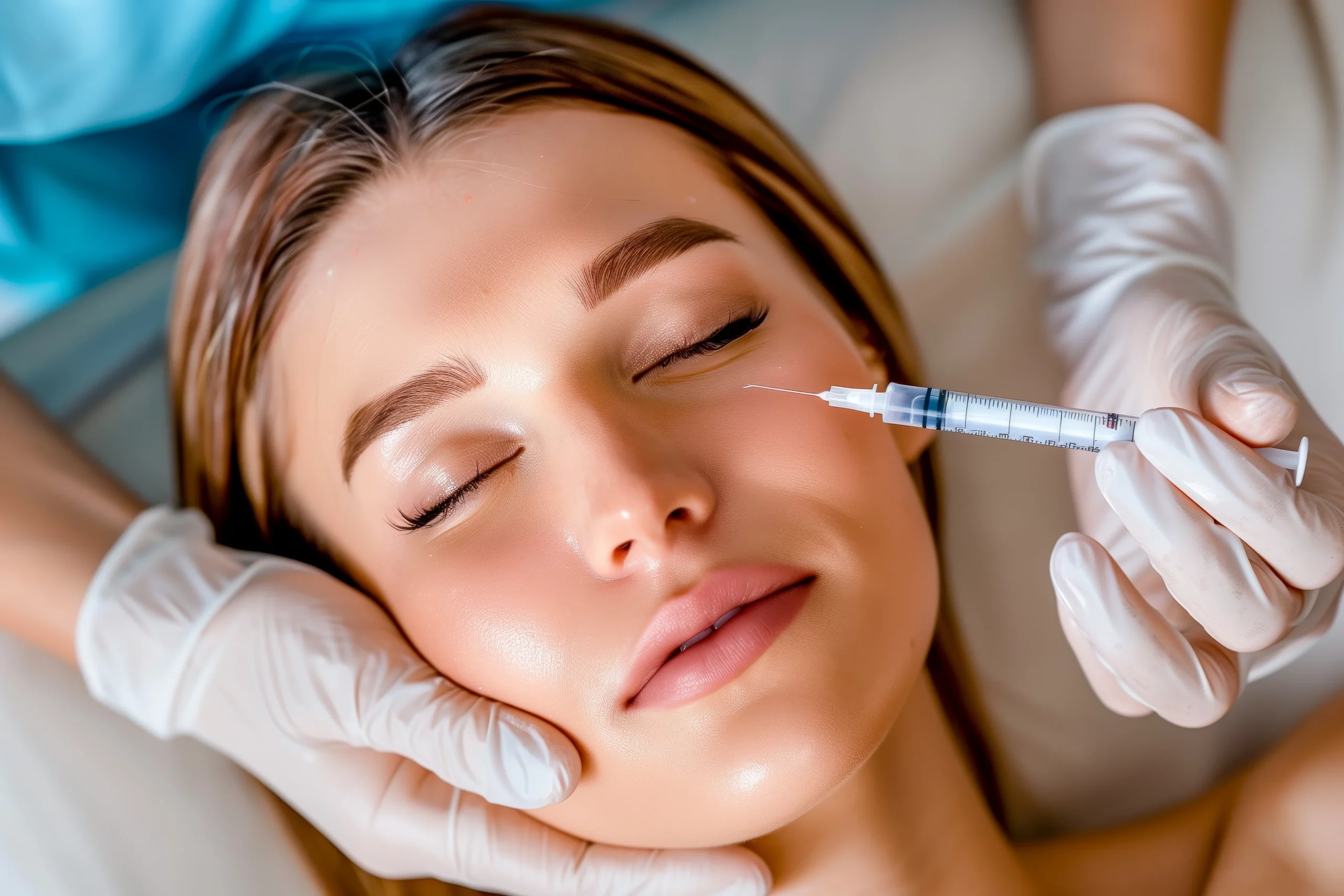 a woman receiving a botox injection