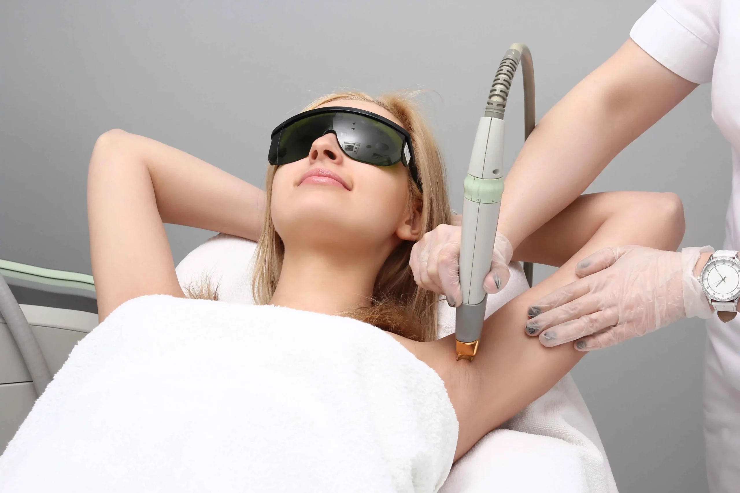 a woman getting laser hair removal