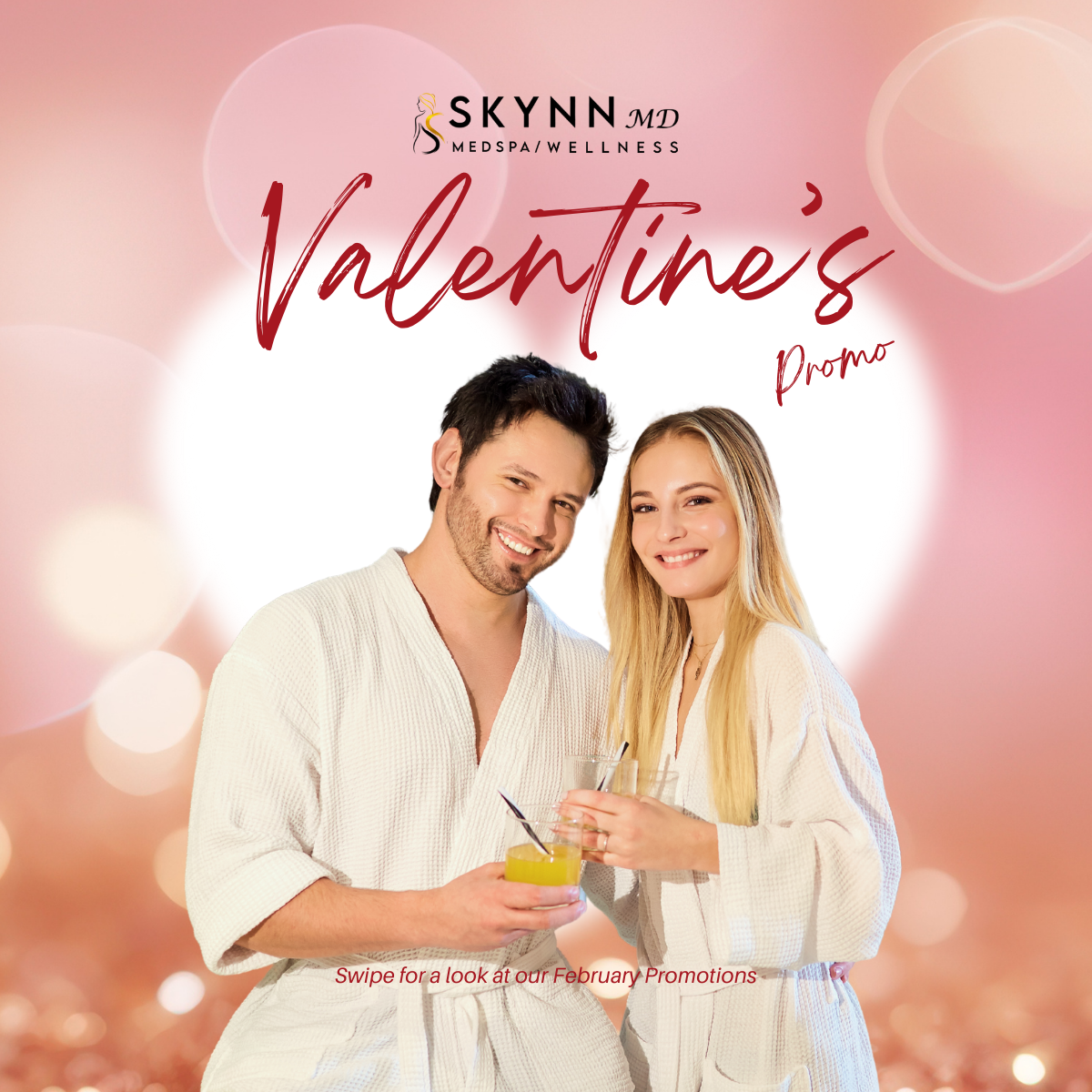 a man and woman in bathrobes holding drinks in Holly Springs, NC