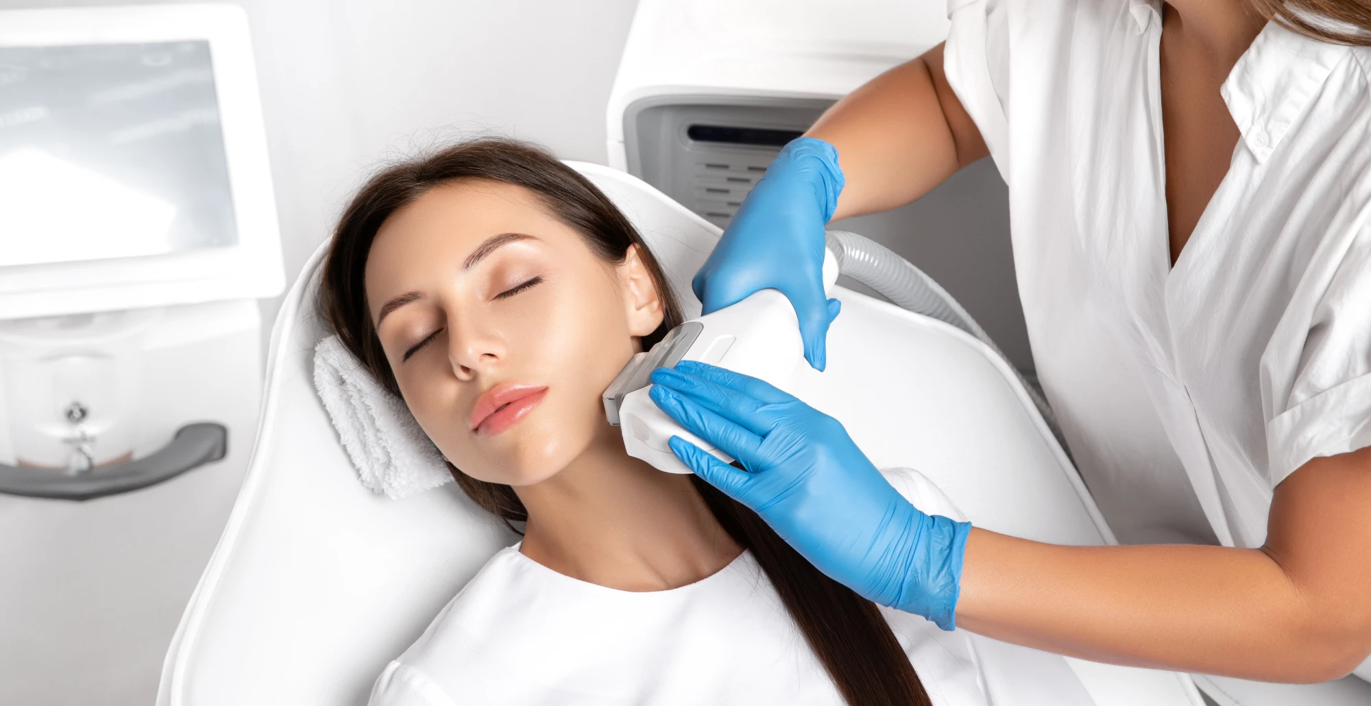 a woman getting a laser treatment, Laser Hair Removal For Lip & Chin b in Holly Springs, NC